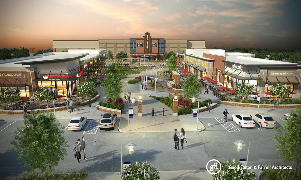 Architect renderings of the formerly planned Freedom Crossing Center at Fort Bragg showed a mix of dining, retail and entertainment planned for a future shopping center on post. The project is now canceled.