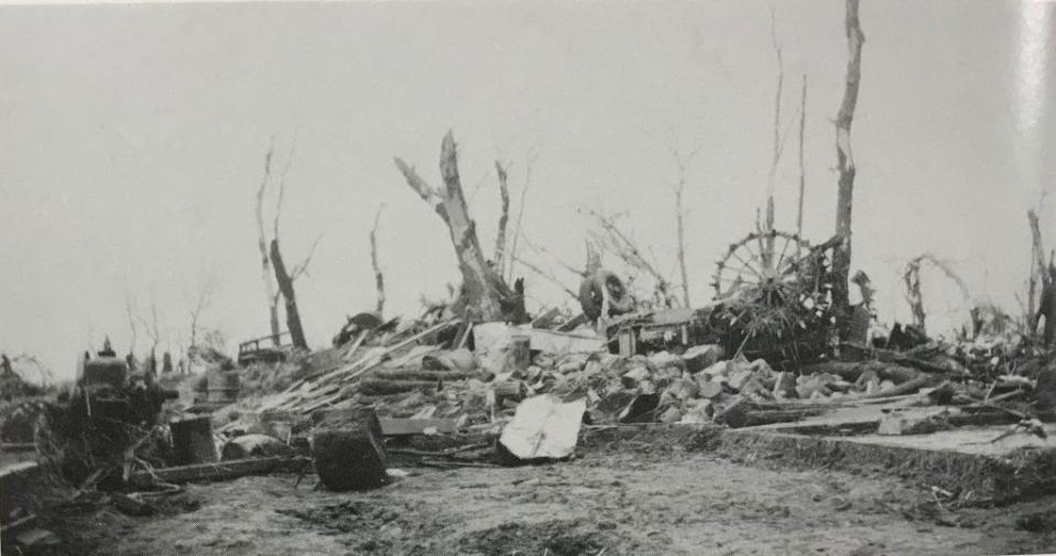 Tornado damage in 1936. (Photo by Dickinson Co. Emergency Management)