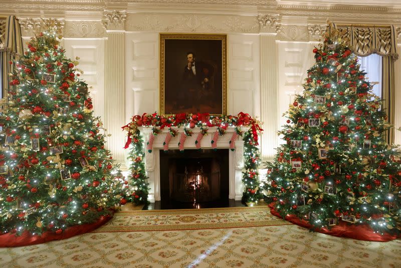 A press tour of White House Christmas decorations in Washington