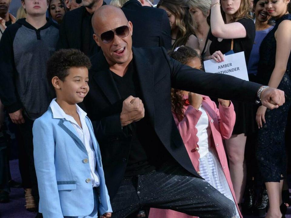 Vin Diesel mit seinem Sohn Vincent bei einer Veranstaltung im Jahr 2017. (Bild: imago/UPI Photo)