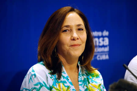 Mariela Castro, a lawmaker and director of the Cuban National Centre for Sex Education (CENESEX), National Assembly member and daughter of Cuba's President Raul Castro, speaks during a news conference in Havana, Cuba, May 3, 2017. REUTERS/Alexandre Meneghini