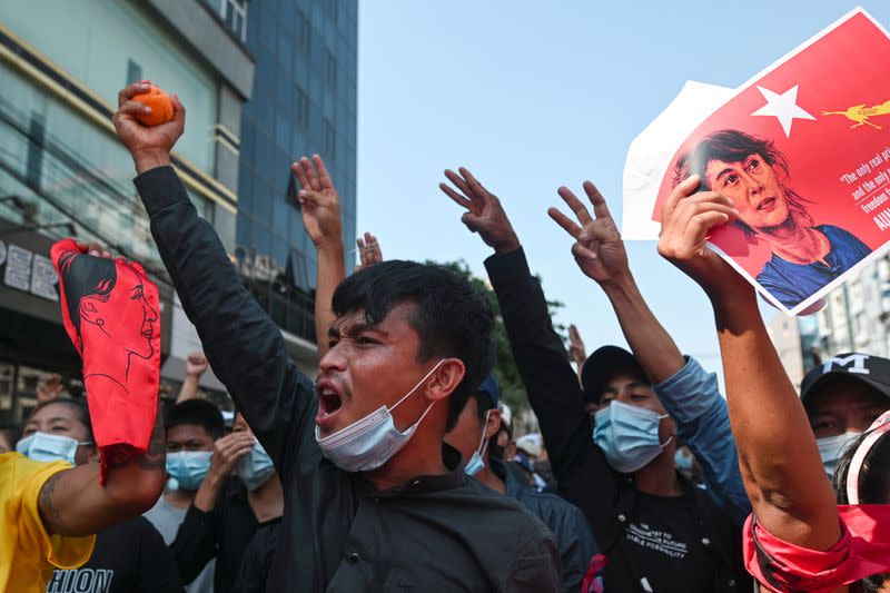 Protest against the military coup in Yangon