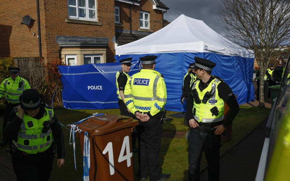 Police erected a crime scene outside the home of former Scottish First Minister Nicola Sturgeon - Jeff J Mitchell
