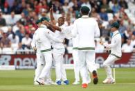 Cricket - England vs South Africa - Second Test - Nottingham, Britain - July 15, 2017 South Africa's Vernon Philander celebrates bowling England's Gary Ballance Action Images via Reuters/Carl Recine