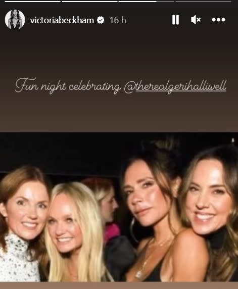Victoria Beckham shared a picture of herself partying with her fellow Spice Girls. (Instagram)