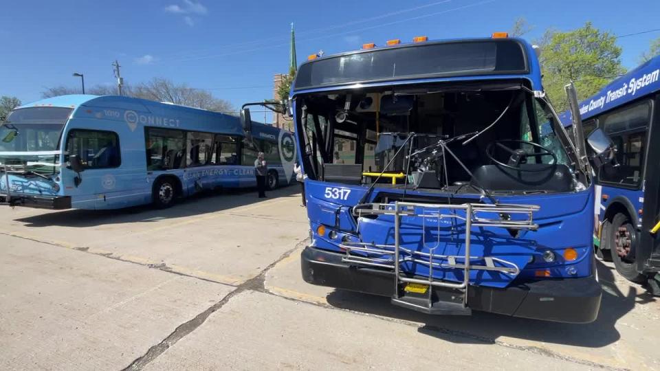 <div>MCTS buses damaged after separate reckless driving crashes in Milwaukee</div>