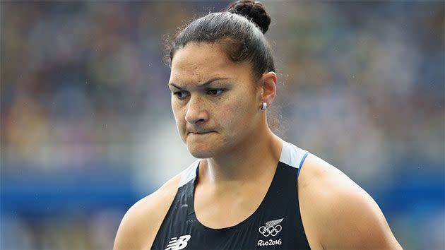 Valerie Adams was intent on winning an unprecedented third women's shot put gold in Rio. Source: Getty.