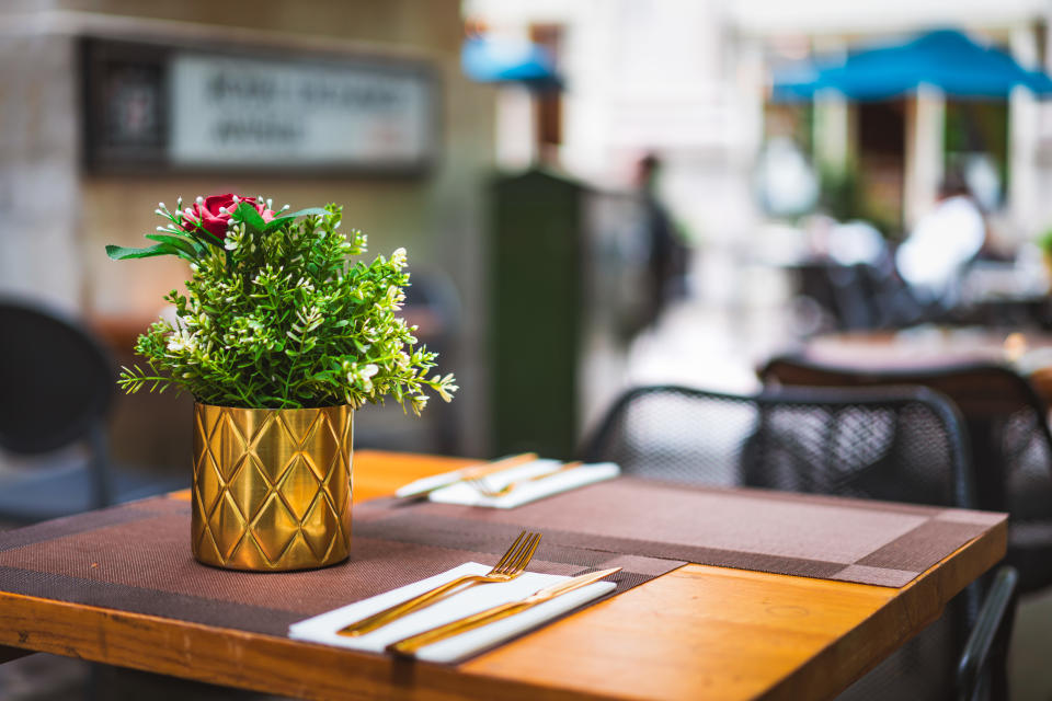 an empty table at a restaurant