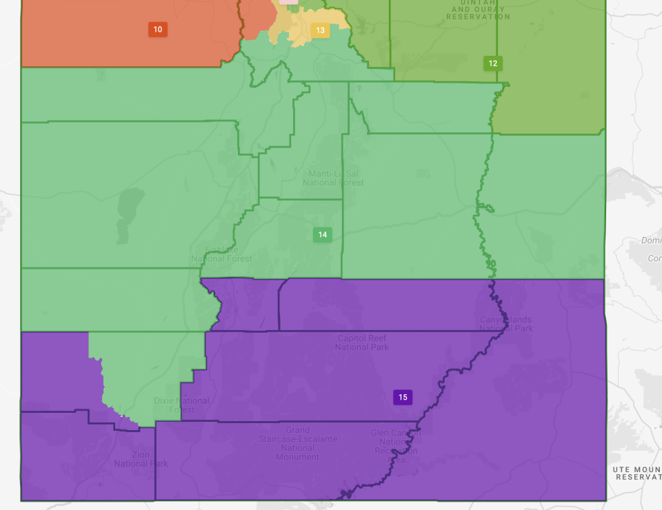 Here is a look at how the new state school board map looks for southern Utah.