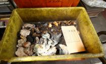 Workshop sweeps containing precious metals are pictured before recycling at Swiss refinery Metalor in Marin