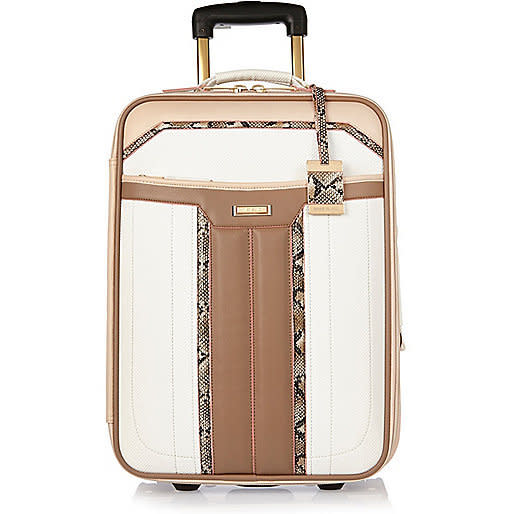 <p><a href="http://www.riverisland.com/women/bags--purses/luggage/white-panelled-wheelie-suitcase-678999" rel="nofollow noopener" target="_blank" data-ylk="slk:£70, River Island;elm:context_link;itc:0;sec:content-canvas" class="link ">£70, River Island</a></p><p><br></p>