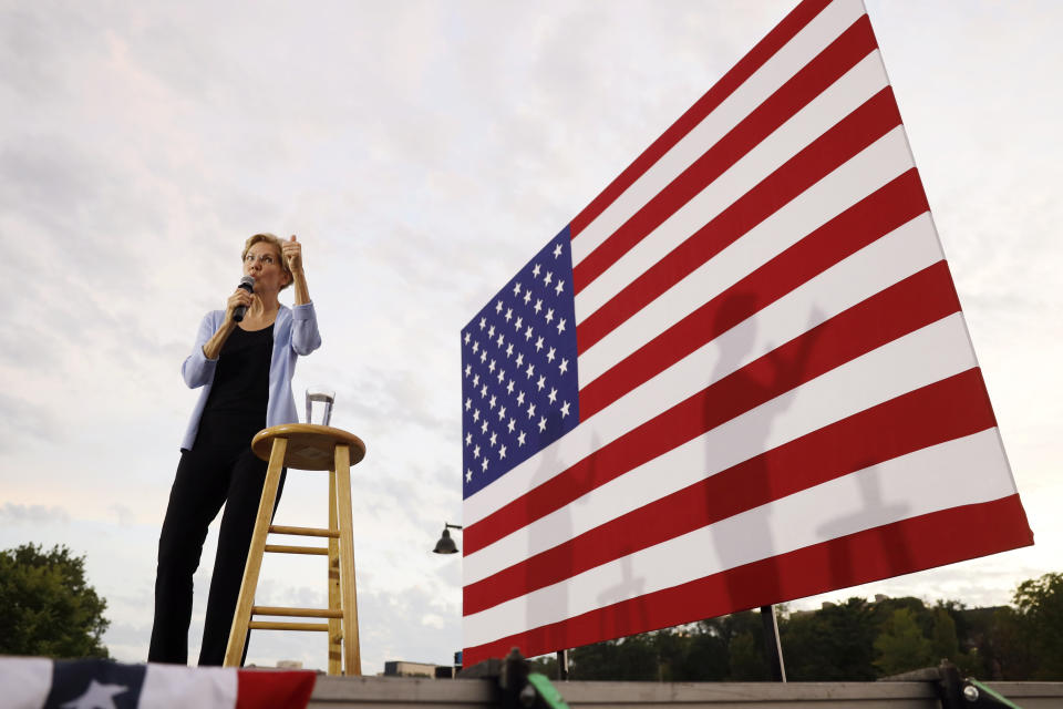 Democratic presidential candidate Sen. Elizabeth Warren speaks at a town hall meeting, Thursday, Sept. 19, 2019, in Iowa City, Iowa. (AP Photo/Charlie Neibergall)