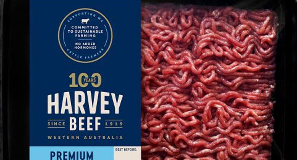 Beef mince from Harvey Beef is shown after Coles shopper received the product instead of vegan mince in Perth.