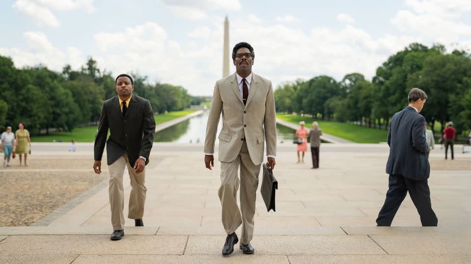 Colman Domingo, center, as Bayard Rustin in "Rustin," which premiered Nov. 17 on Netflix after a brief run in theaters. - Parrish Lewis/Netflix