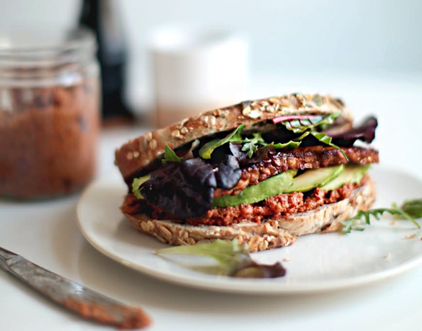 Smoky Tempeh Sandwich with Sun-Dried Tomato Pesto from My New Roots