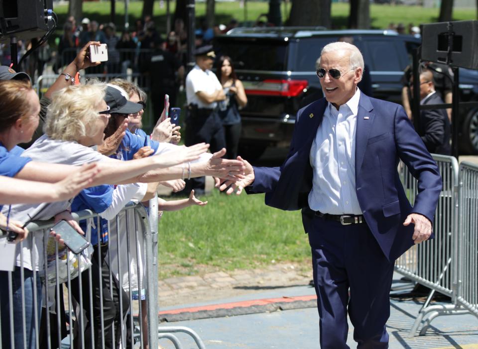 Former Vice President Joe Biden arrives for the kick off of his presidential election campaign in Philadelphia, Pennsylvania, on May 18, 2019.