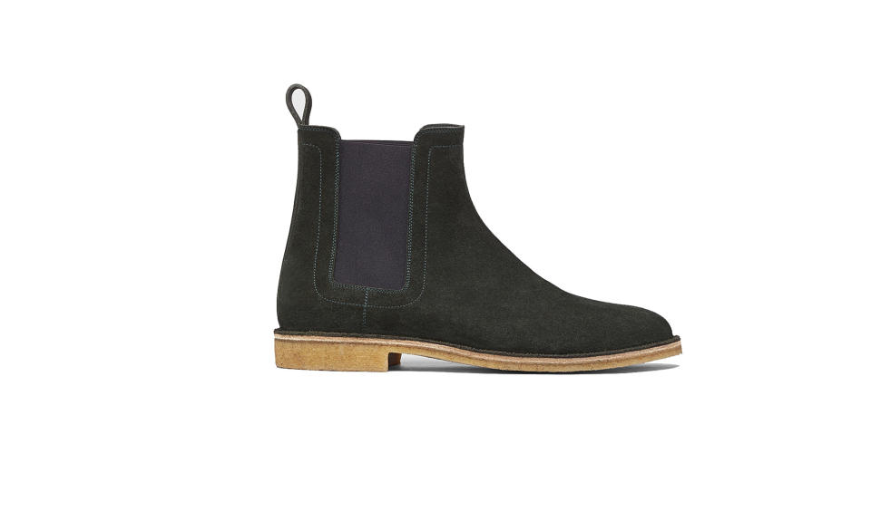 <p>Dark moss suede Voortrekking boot, $820, <a rel="nofollow noopener" href="https://www.bottegaveneta.com/us/boots-and-ankle-boots_cod11355438do.html" target="_blank" data-ylk="slk:bottegaveneta.com;elm:context_link;itc:0;sec:content-canvas" class="link ">bottegaveneta.com</a> </p>