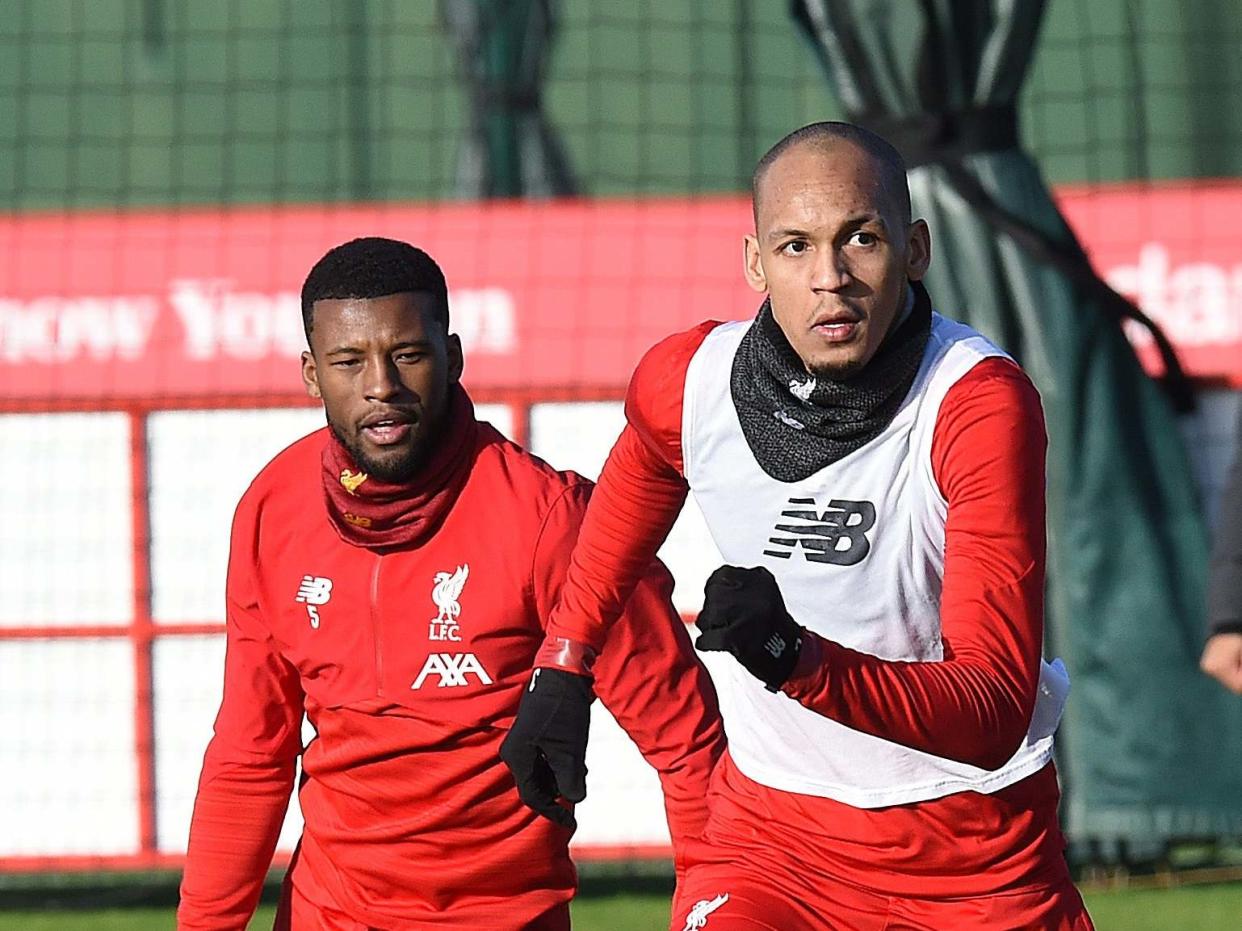 Fabinho of Liverpool during a training session: Liverpool FC via Getty Images