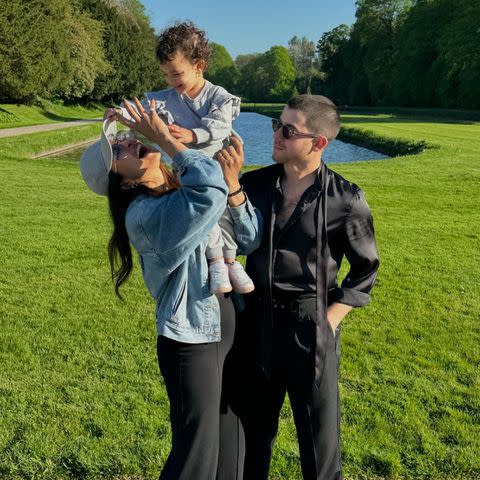 <p>Priyanka Chopra/Instagram</p> Priyanka Chopra with husband Nick Jonas and their daughter Malti