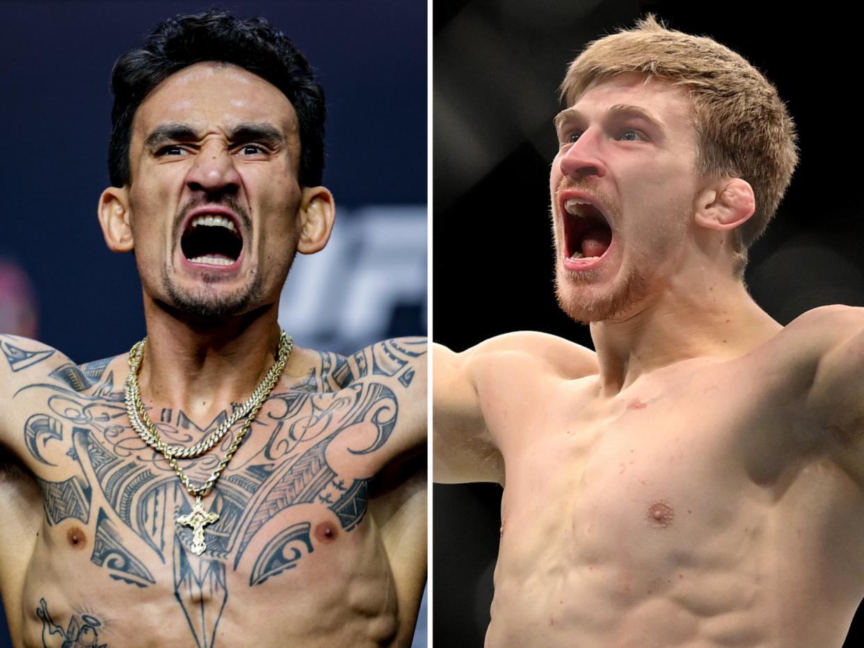 Former featherweight champion Max Holloway (left) and British contender Arnold Allen (Getty Images)
