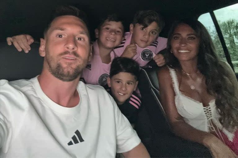 La nueva familia del Inter Miami, Lionel, Antonela y sus tres hijo Thiago, Mateo y Ciro