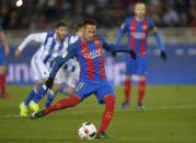 Football Soccer - Real Sociedad v Barcelona - Spanish King's Cup - Anoeta Stadium, San Sebastian Spain - 19/01/17 Barcelona's Neymar converts a penalty to score Barcelona's first goal. REUTERS/Vincent West