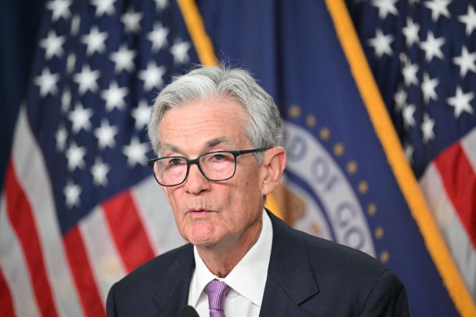 US Federal Reserve chairman Jerome Powell held a press conference in Washington on Wednesday (AFP via Getty Images)