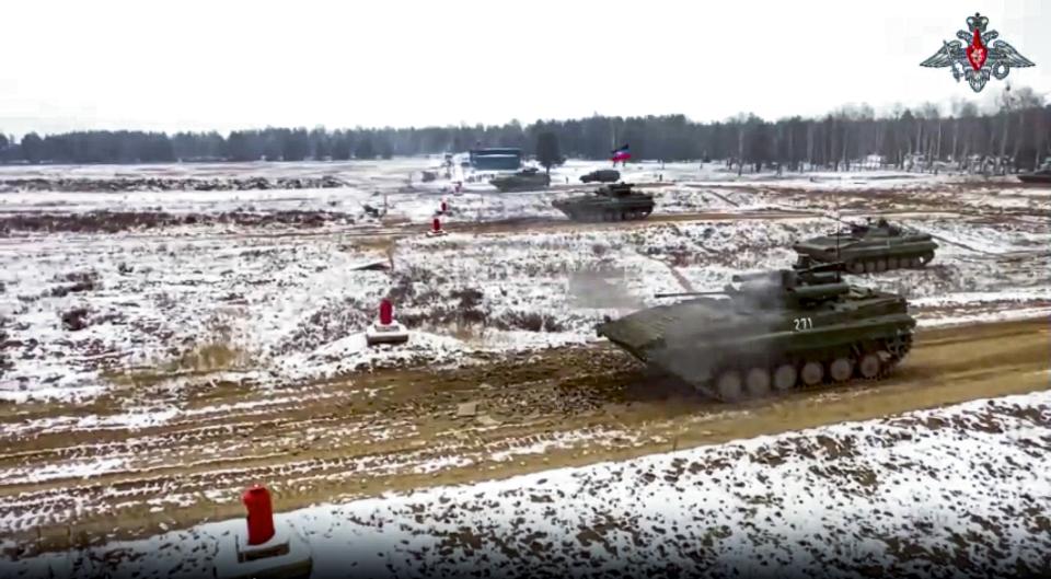 FILE - In this photo taken from video released by the Russian Defense Ministry Press Service on Monday, Dec. 19, 2022, Russian troops took part in drills at an unspecified location in Belarus. Belarus President Alexander Lukashenko has welcomed thousands of Russian troops to his country, allowed the Kremlin to use it to launch the invasion of Ukraine on Feb. 24, 2022, and offered to station some of Moscow’s tactical nuclear weapons there. But he has avoided having Belarus take part directly in the fighting – for now. (Russian Defense Ministry Press Service via AP, File)