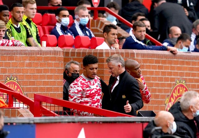 Jadon Sancho made his United debut off the bench against Leeds last weekend