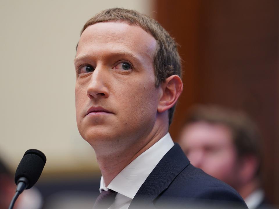 Facebook CEO Mark Zuckerberg testifies before the U.S. House Financial Services Committee during An Examination of Facebook and Its Impact on the Financial Services and Housing Sectors hearing on Capitol Hill in Washington D.C., the United States, on Oct. 23, 2019.