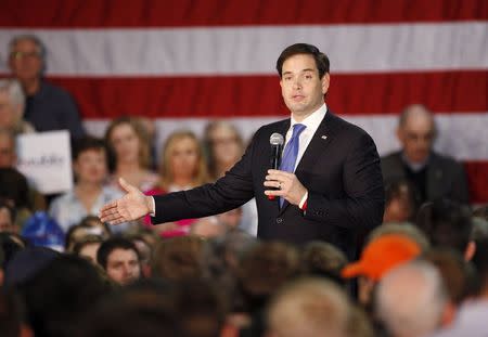 U.S. Republican presidential candidate Marco Rubio speaks at a campaign rally in Raleigh, North Carolina January 9, 2016. Rubio is making a stop in the North Carolina capital ahead of the state's March 15 primary. REUTERS/Jonathan Drake