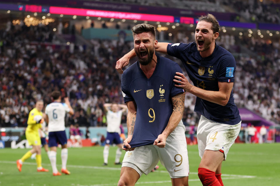 Olivier Giroud（吉魯）攻進重要一擊，法國挺進世界盃4強。（Photo by Catherine Ivill/Getty Images）