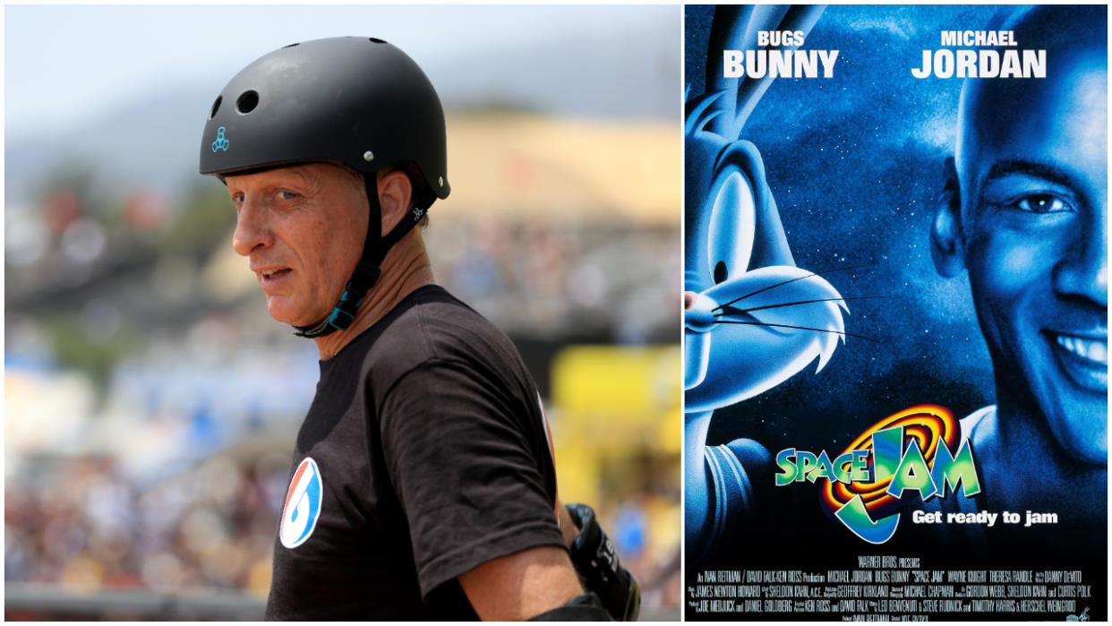  Tony Hawk and the Space Jam poster. 