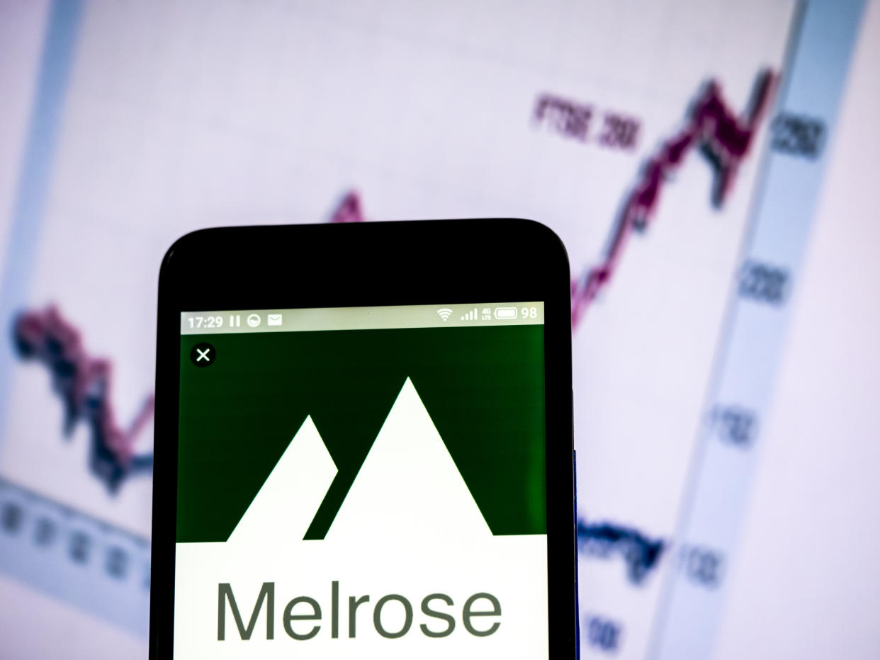 UKRAINE - 2019/03/13:  In this photo illustration, the Melrose Industries plc company logo seen displayed on a smartphone. (Photo Illustration by Igor Golovniov/SOPA Images/LightRocket via Getty Images)