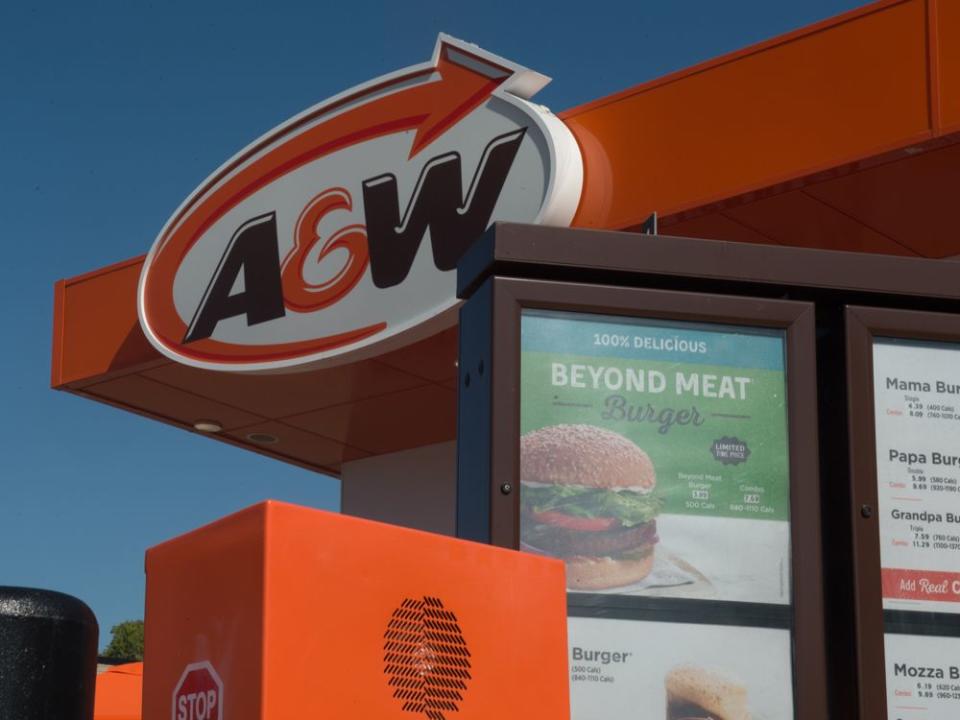  The drive-thru menu at an A&W restaurant in Regina, Sask.