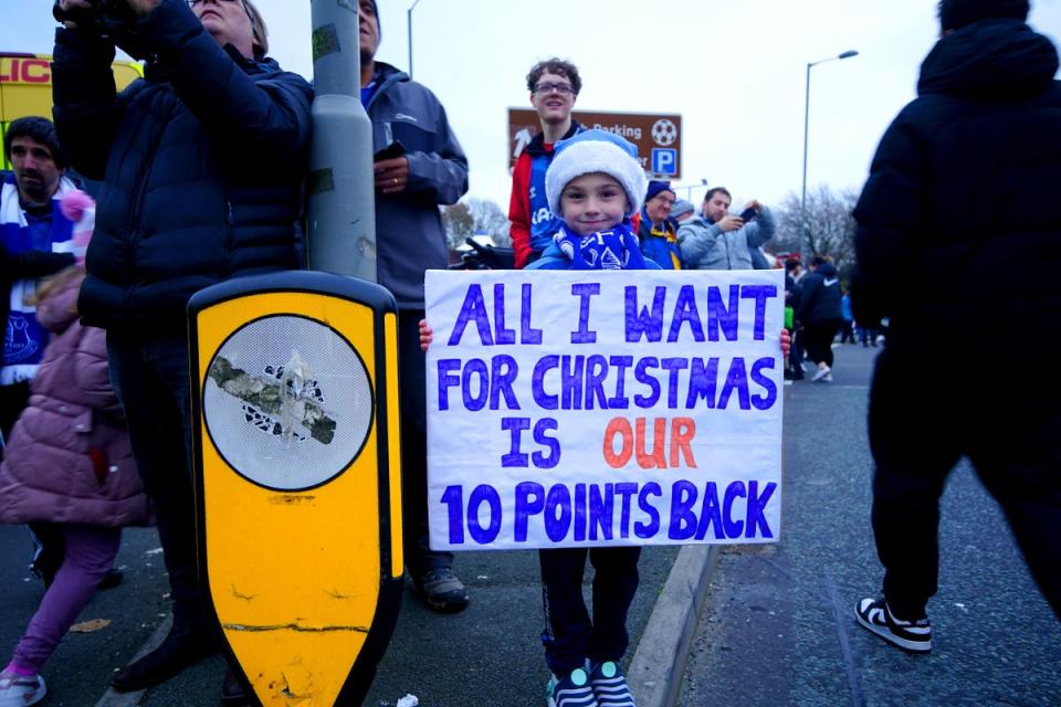 Everton fans have held protests over the original points sanction imposed in November (Peter Byrne/PA) (PA Wire)