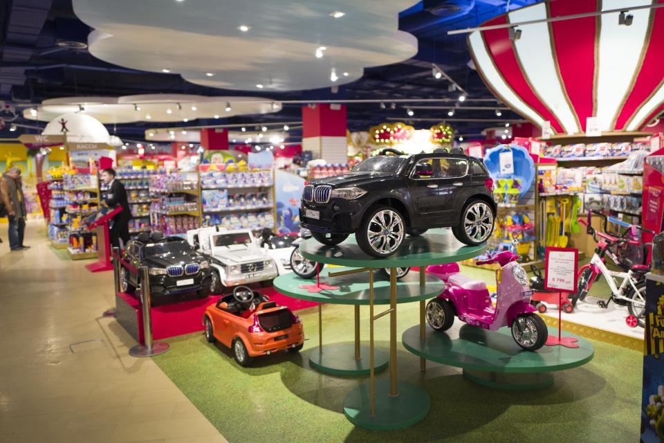 In this photo taken on Tuesday, March 14, 2017, the toy department in the central Moscow store known as Detsky Mir, or Children's World, in Moscow, Russia. For an Associated Press correspondent returning to the Russian capital on an extended assignment for the first time since the early 1990s, the city holds many new landmarks, but some sights remain unchanged as well. (AP Photo/Alexander Zemlianichenko)