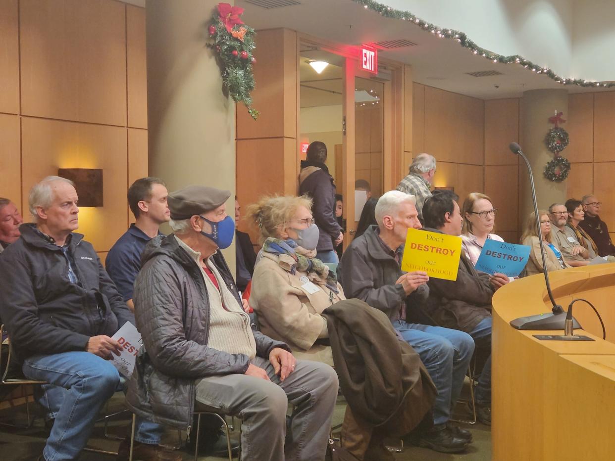 Activists fill City Council Chambers at Rockford City Hall, 425 E. State St., where the Zoning Board of Appeals was set to hear a challenge to a zoning determination allowing an abortion clinic to open in a residential neighborhood at 611 Auburn St.