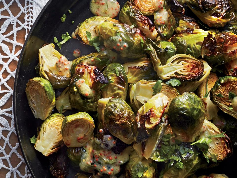 Roasted Brussels Sprouts With Mustard Dressing