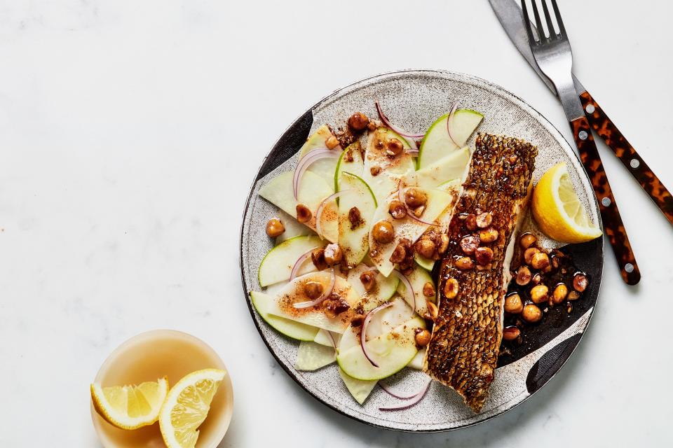 Crispy Fish with Brown Butter Sauce and Kohlrabi Salad