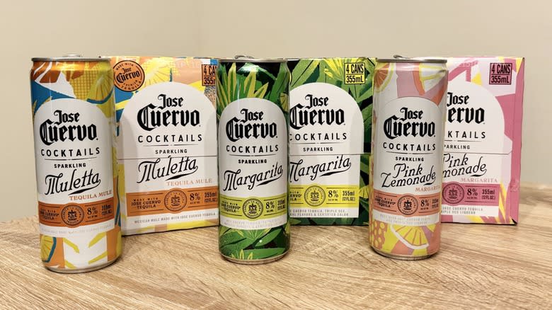 Boxes and cans of Jose Cuervo Cocktails