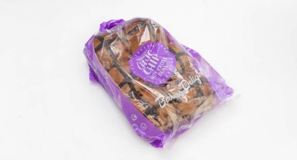 If you prefer chocolate chips over dried fruit, the Bakers Delight Choc Chip Hot Cross Buns took line honours in this category. Photo: CHOICE