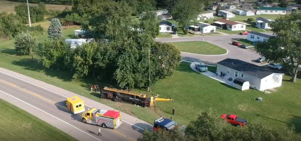 The scene of a school bus crash in Clark County.