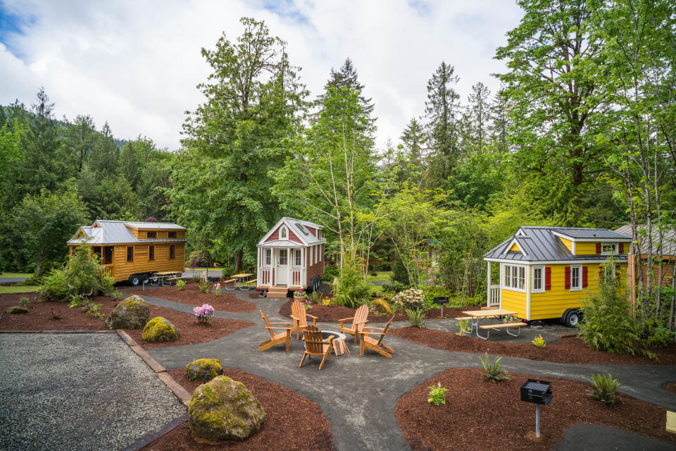 Experience the artistry and culinary vibes of Portland while surrounded by the nature of the Pacific Northwest at Mt. Hood Tiny House Village.