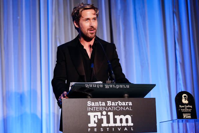 <p>River Callaway/Variety via Getty </p> Ryan Gosling accepts the Kirk Douglas Award for Excellence in Film at the Santa Barbara Film Festival