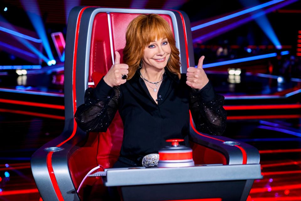 Reba McEntire, pictured here during a blind auditions episode, takes over a coach's chair on Season 24 of "The Voice."