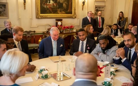 The Prince of Wales and the Duke of Sussex during a discussion about violent youth crime at a forum held at Clarence House in London - Credit: PA