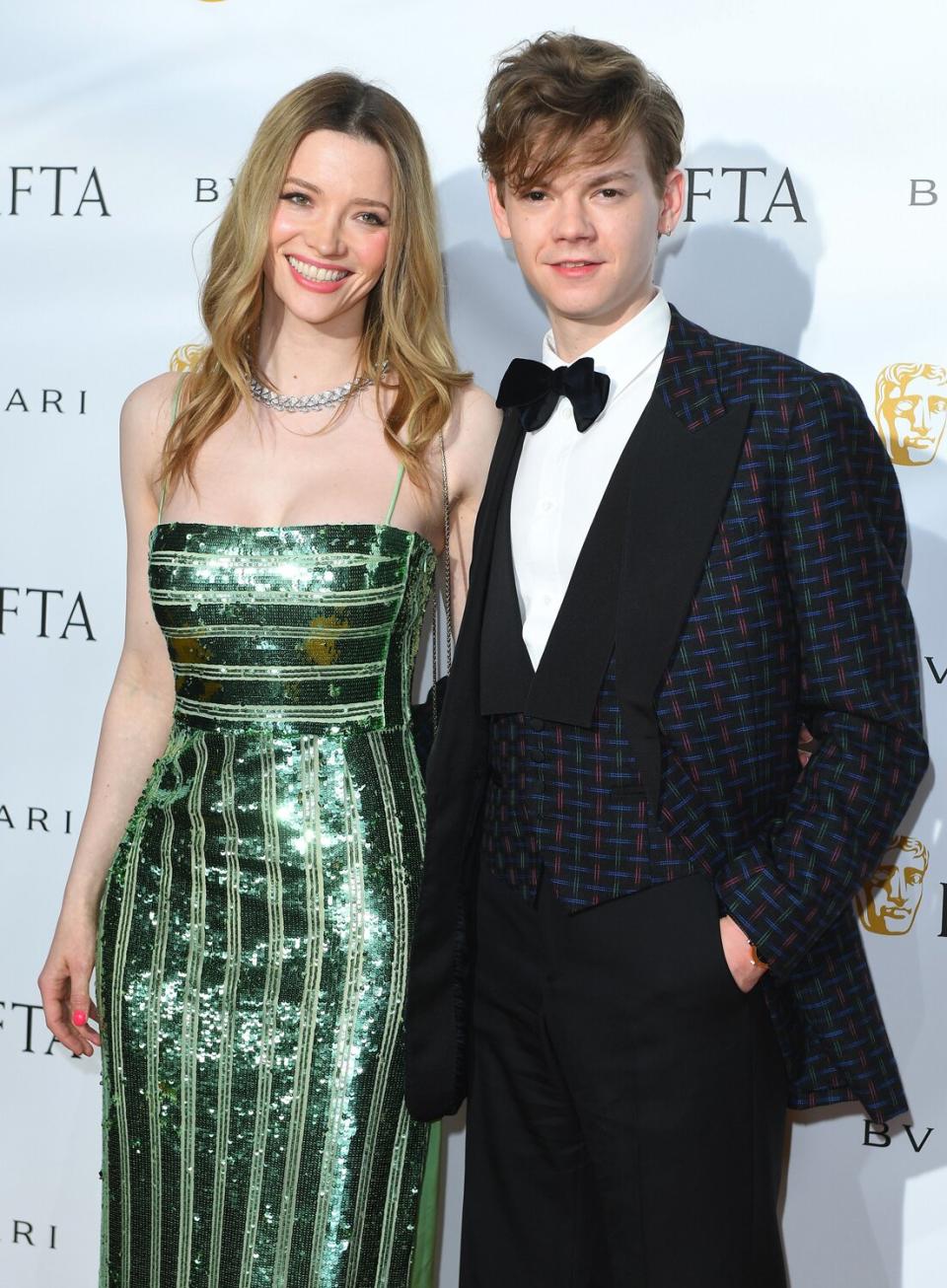 Talulah Riley and Thomas Brodie-Sangster attend the British Academy Film Awards 2022 Gala Dinner at The Londoner Hotel on March 11, 2022 in London, England.