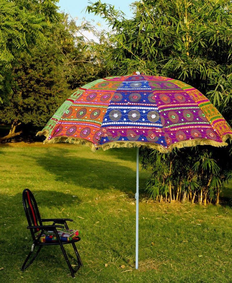 10) Indian Handmade Patch Work Beach Umbrella