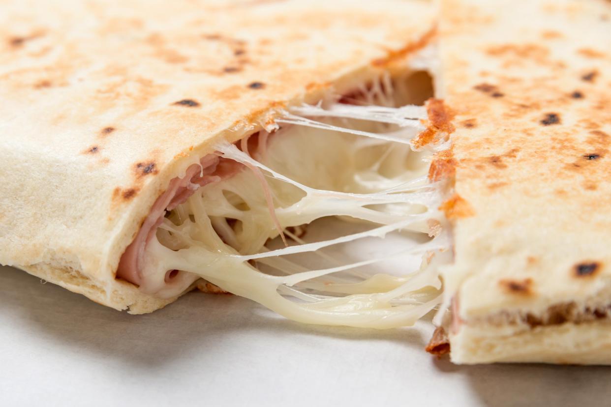 Ham and swiss quesadilla